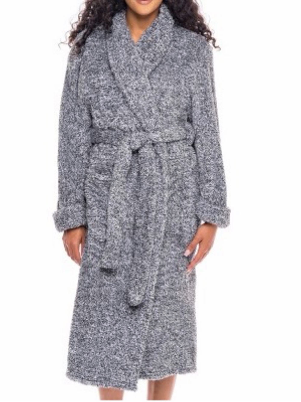Stars Above Shawl Collar Fleece Bath Robe with Belt & Pockets